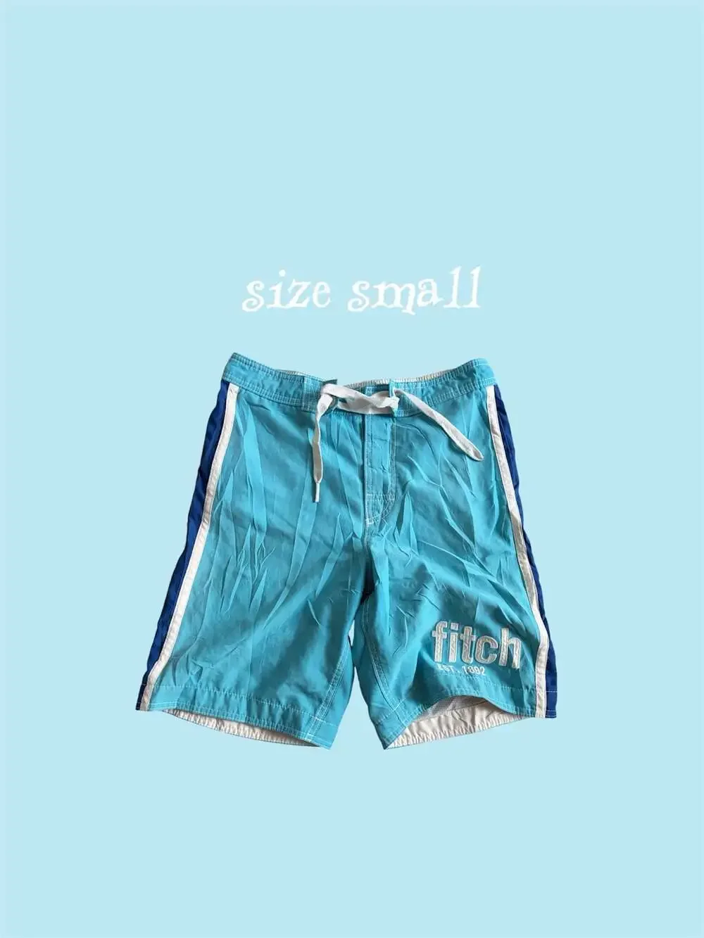 Abercrombie Kids Boy's Blue Striped Board Swim Trunks